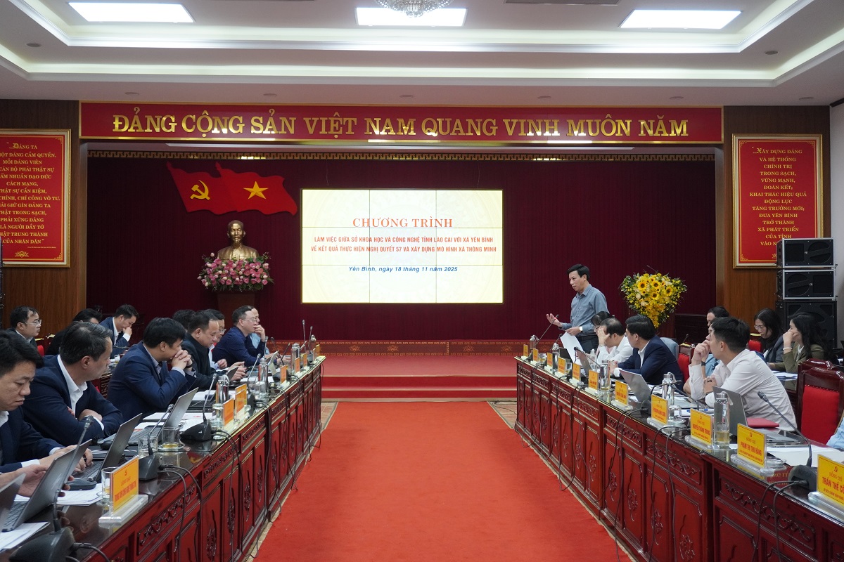 Sở Khoa học và Công nghệ tỉnh Lào Cai làm việc với xã Yên Bình về Kết quả thực hiện Nghị quyết 57-NQ/TW ngày 22/12/2024 của Bộ Chính trị và xây dựng mô hình xã thông minh